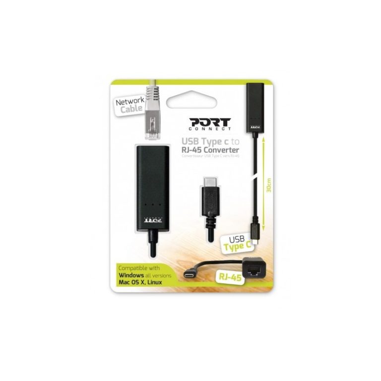 adapt conversor port connect type c para rj45