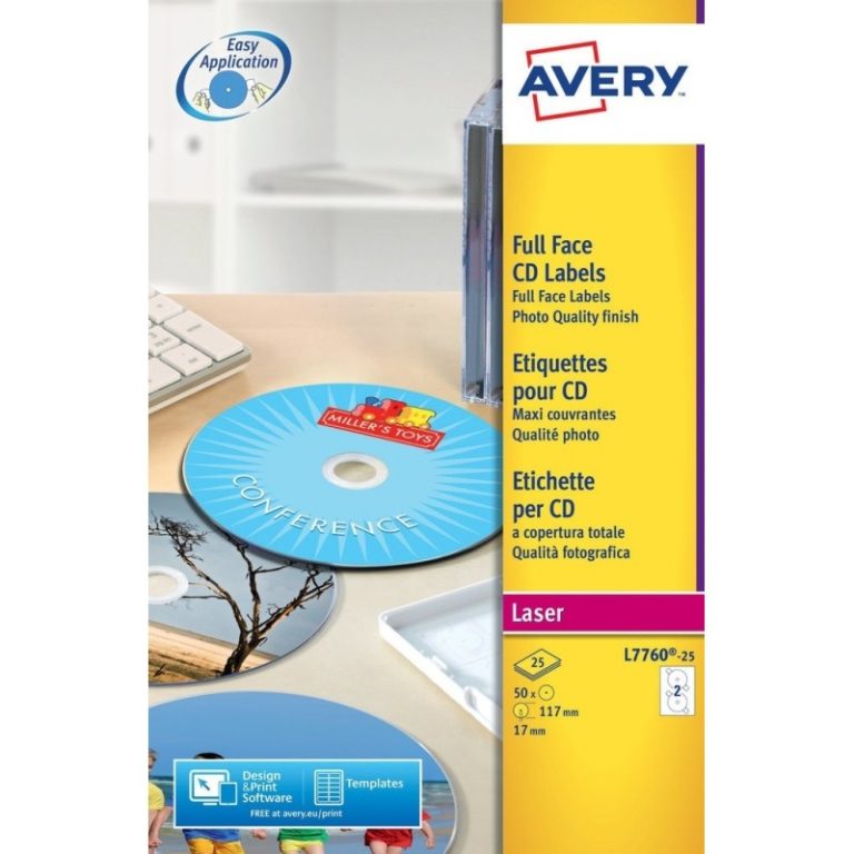 avery etiquetas cddvd colour laser 25 l