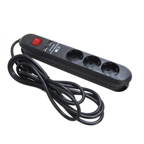 bloco tom ups tripla 3 mt preta usb