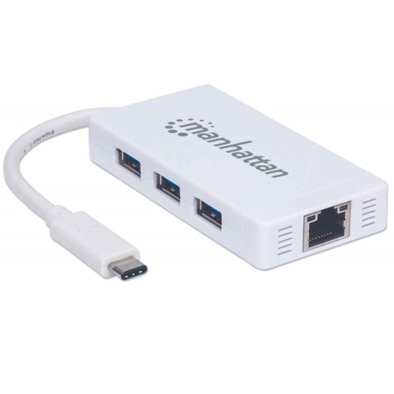 dock usb c 2 in 1 3xusb a rj45 manhattan