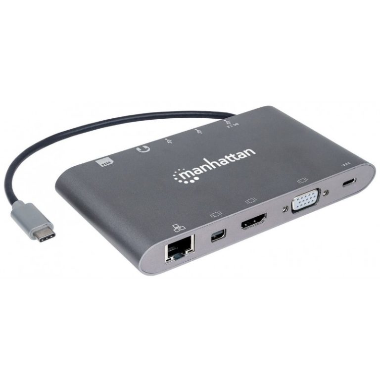 dock usb c 7 in 1 hdmivga3xusb ausb crj45 manhattan