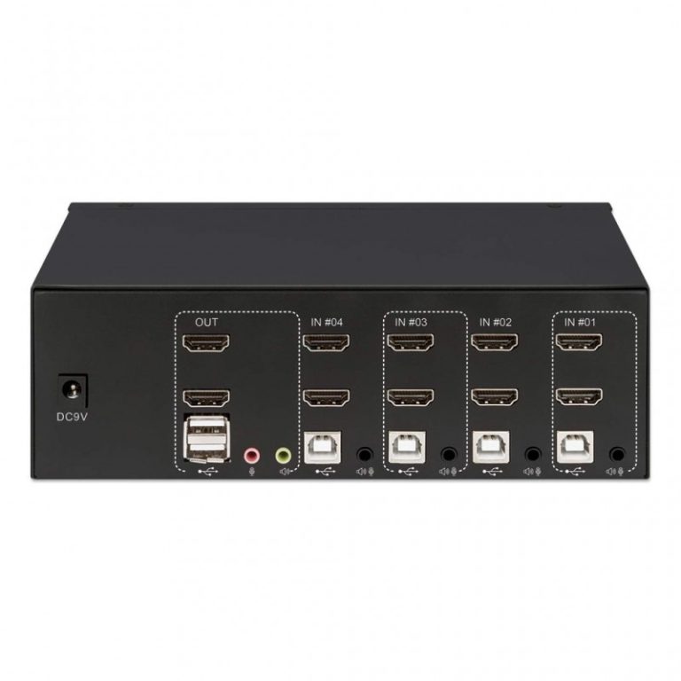 kvm switch 4 pt intellinet dual monitor hdmi