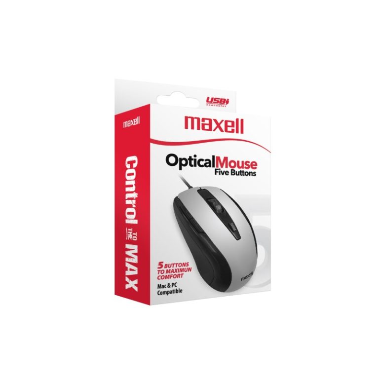 mouse maxell mowr 105 optical 5 button silver 348419